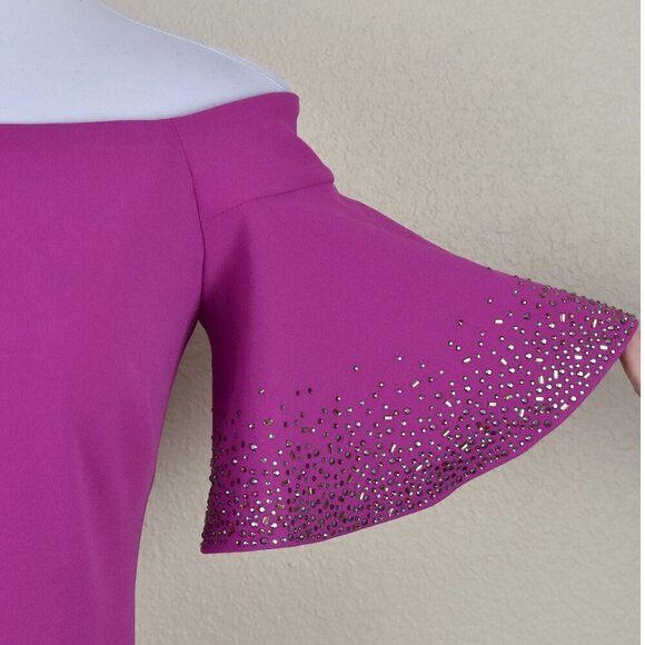 Calvin Klein Off Shoulder Sheath Flutter Sleeve Dress - 4 - Picture 3 of 9